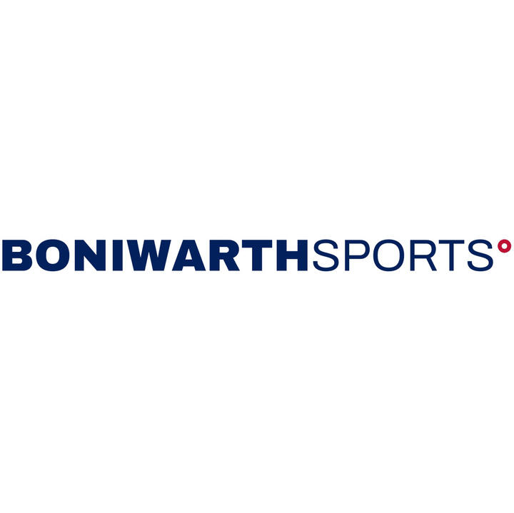 Boniwarth Sports logoin old glory red and navy blue.